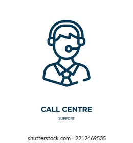 Call centre icon. Linear vector illustration from support collection. Outline call centre icon vector. Thin line symbol for use on web and mobile apps, logo, print media.
