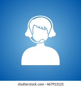Call Centre Icon on blue color.
