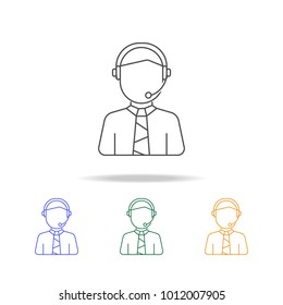 Call centre man avatar multicoloured icons. Element of profession avatar of for mobile concept and web apps. Thin line  icon for website design and development, app development on white background