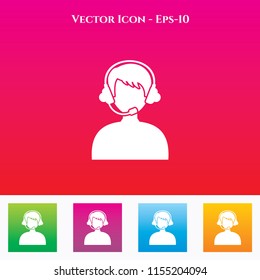 Call Centre or Operator Icon in Colored Square box. eps-10