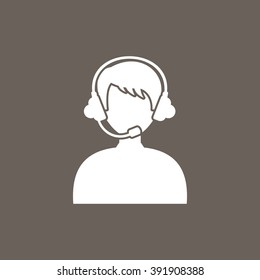 Call Centre, Call operator, User With Headphone Icon on Dark Gray Color. Eps-10.