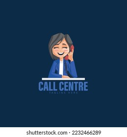 Call Centre vector mascot logo template.