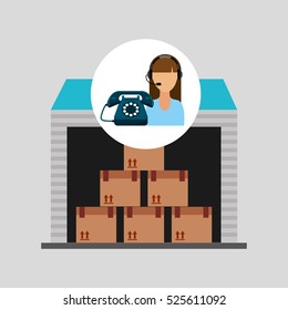 call centre woman working storage package vector illustration eps 10