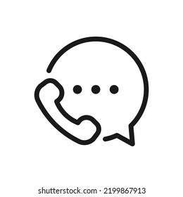 Call and chat. Contact us line icon isolated on white background. Vector illustration