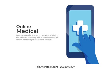 Call and chat doctor diagnostic support concept. online health care service and medical advice. template for web landing page, banner, presentation, social, poster, ad, promotion or print media