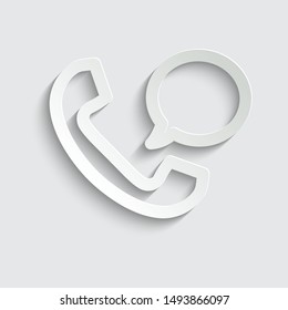 call and chat icon. telephone receiver and message  icon.   paper icon  with shadow 