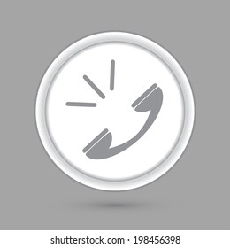 call. circle grey icon with a shadow.