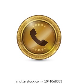 Call Circular Vector Gold Web Icon