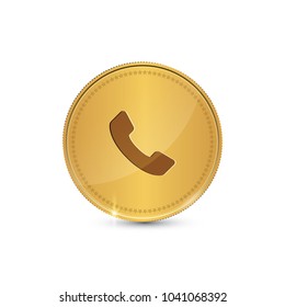 Call Circular Vector Gold Web Icon