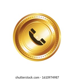Call Circular Vector Gold Web Icon with white background