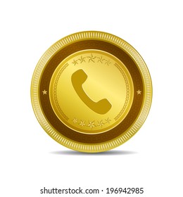 Call Circular Vector Gold Web Icon Button