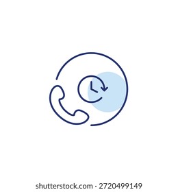 Llama y haz un reloj. Asistencia al cliente programada. Icono de Vector de trazo perfecto y editable