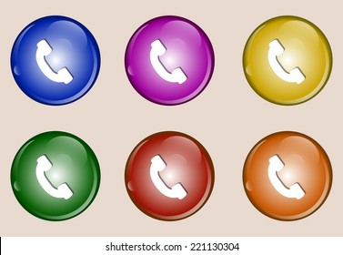 call colorful web icon set button vector