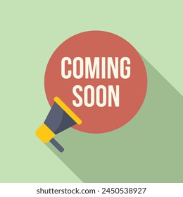 Call coming soon icon flat vector. Last add sign. New product launch