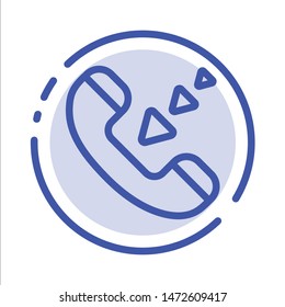 Call, Communication, Incoming, Phone Blue Dotted Line Line Icon