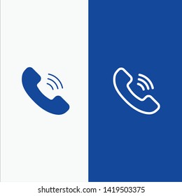 Call, Communication, Phone Line and Glyph Solid icon Blue banner Line and Glyph Solid icon Blue banner
