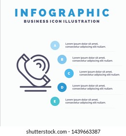 Call, Communication, Phone, Services Line icon with 5 steps presentation infographics Background