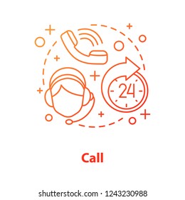 Call concept icon. Hotline idea thin line illustration. Call center. Phone support service. Vector isolated outline drawing