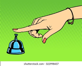 Call the Concierge woman hand bell pop art retro style
