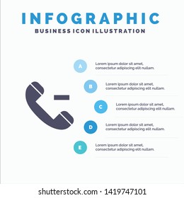 Call, Contact, Delete Solid Icon Infographics 5 Steps Presentation Background