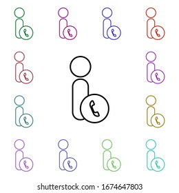 Call a contact multi color style icon. Simple thin line, outline vector of conferencing icons for ui and ux, website or mobile application