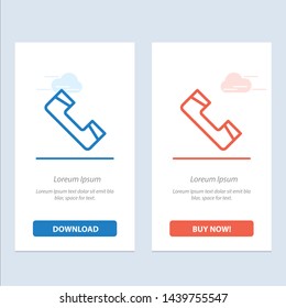 Call, Contact, Phone, Telephone  Blue and Red Download and Buy Now web Widget Card Template