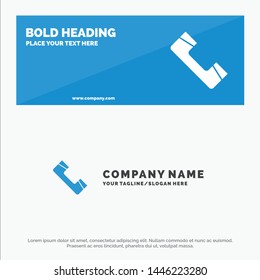 Call, Contact, Phone, Telephone SOlid Icon Website Banner and Business Logo Template