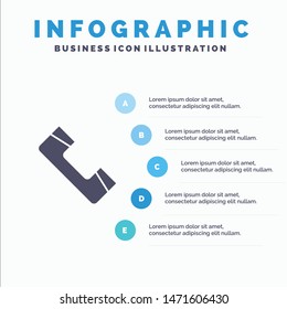 Call, Contact, Phone, Telephone Solid Icon Infographics 5 Steps Presentation Background