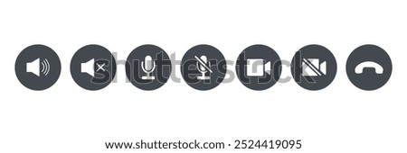 Call control icon set. Communication symbols for  apps and web. Vector	