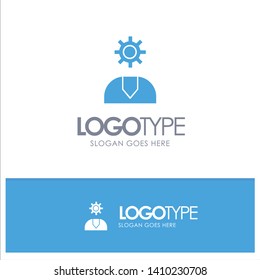 Call, Customer, Help, Service, Support Blue Solid Logo with place for tagline