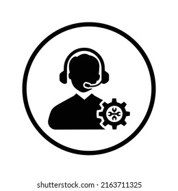 Llamada, servicio al cliente, icono de asistencia. Diseño vectorial negro.
