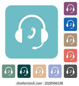 Call customer service white flat icons on color rounded square backgrounds