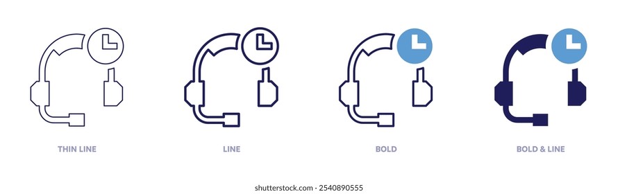 Rufen Sie das Symbol der Ablenkwerkzeuge in 4 verschiedenen Stilen auf. Dünne Linie, Linie, Fett und Fette Linie. Duotone-Stil. Bearbeitbarer Strich.