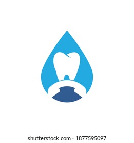 Call Dental drop shape concept logo design template. Dental call logo design icon