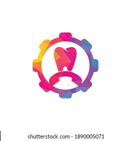Llamada Plantilla de diseño de logotipo de concepto de forma de engranajes dentales. Icono de diseño del logotipo de la llamada dental