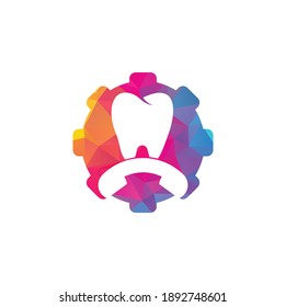 Rufen Sie die Design-Vorlage für das Logo des Dental-Zahnräder auf. Design-Symbol für Dental-Anruf-Logo