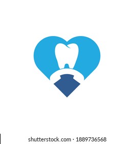Call Dental heart shape concept logo design template. Dental call logo design icon