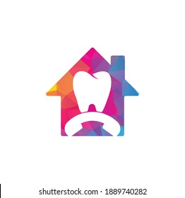 Llamar a la plantilla de diseño del logotipo de la forma del hogar dental. Icono de diseño del logotipo de la llamada dental