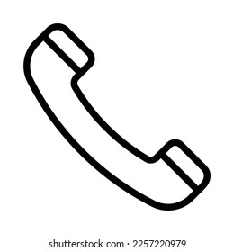 Call or dial icon with old telephone receiver in black outline style