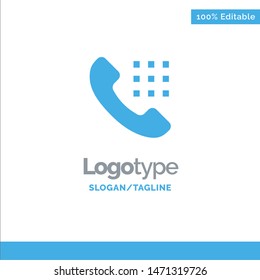 Call, Dial, Phone, Keys Blue Solid Logo Template. Place for Tagline. Vector Icon Template background