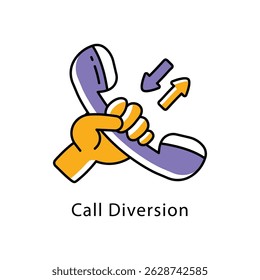 Call Diversion Vector Filled Outline Style Icon. Eps 10 file