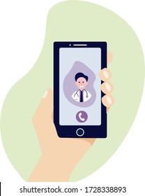 Call a doctor for advice. Vector illustration.