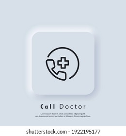 Call Doctor Icon. Emergency Call Icons. Telemedicine Or Telehealth Virtual Visit. Video Visit Between Doctor And Patient. Medical Support Service Call. Hospital Phone Call.