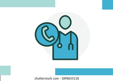 Call doctor icon filled line color concept related medical and medicine elements.