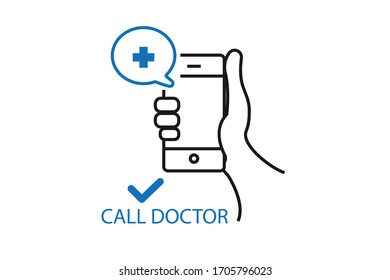 Call Doctor Icon Vector Isolated, Remote Health Care Vector