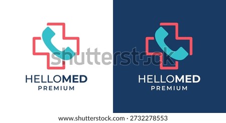 Call Doctor Logo Design Concept. Medical Call Icon Logo with Telephone and Plus Sign Vector Illutration Template.