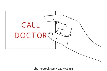 LLAME AL MÉDICO. Recordatorio de llamar a un médico. Contexto editable dibujado a mano. Esbozo de estilo minimalista. Ilustración del vector
