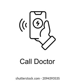 Call Doctor vector outline icon for web isolated on white background EPS 10 file