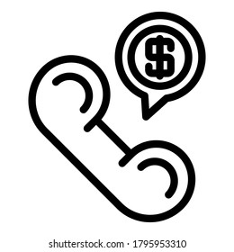 Rufen Sie das Dollar-Symbol auf. Rahmenruf-Dollar-Vektorsymbol für Webdesign einzeln auf weißem Hintergrund