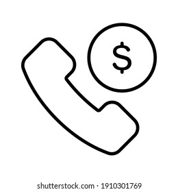 Ruf, Dollar, Geld, Vortrag, Bestellung Symbol Vektorbild. Kann auch für den Einkauf und den elektronischen Handel verwendet werden. Geeignet für den Einsatz in Web-Apps, mobilen Apps und Printmedien.